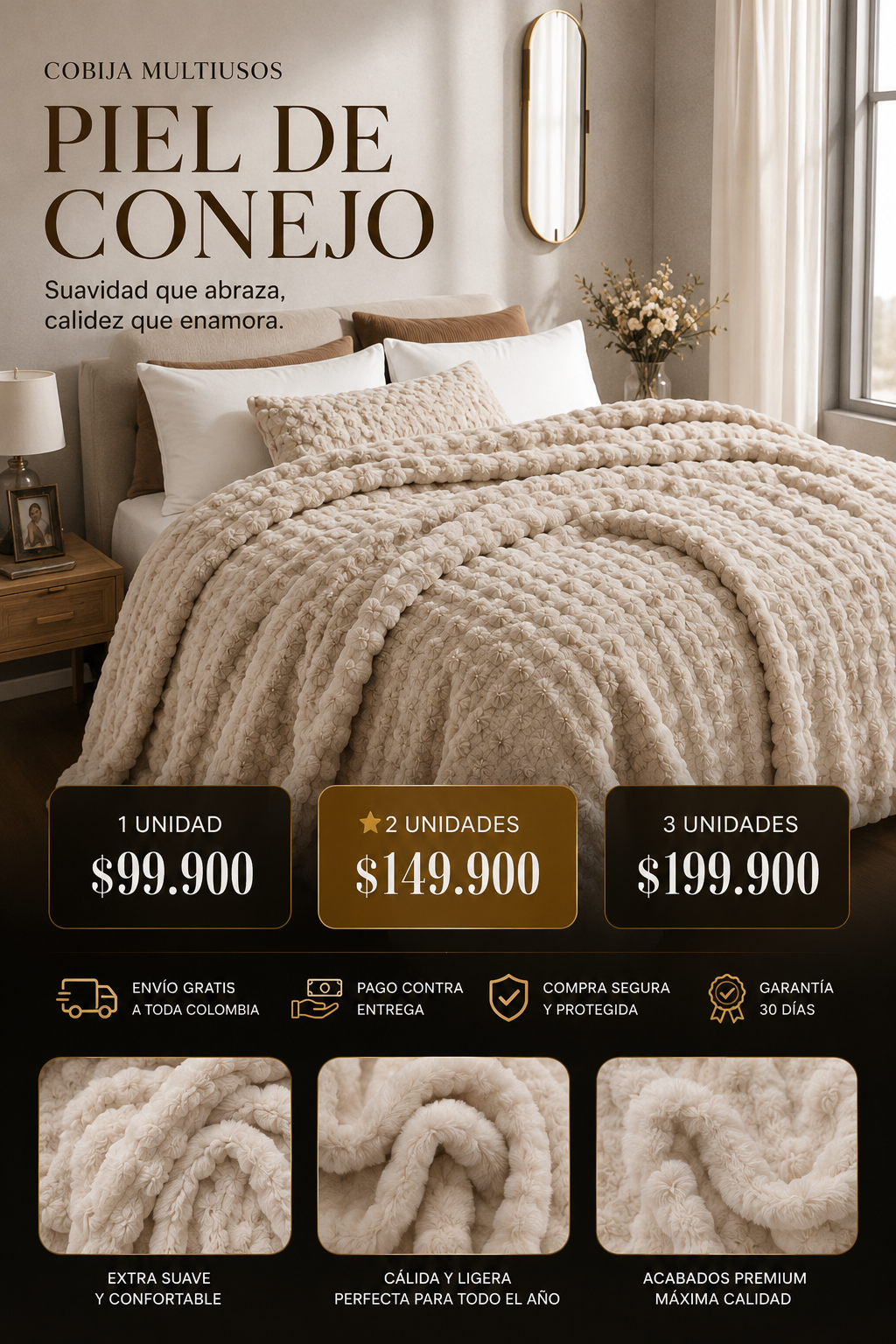 Cobija Piel De Conejo + Envio gratis